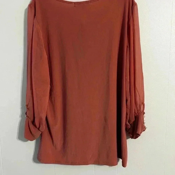 Women’s size XL. Blouse, plush, pink, sheer arms, new with‎ tags. Atelier 29 - Picture 6 of 6